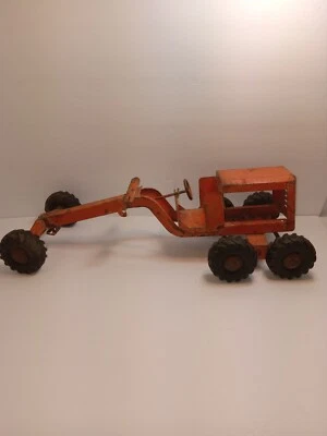 1950s STRUCTO Road Grader Vintage Pressed Steel Toy  Orange Vintage Tractor - Image 1 of 4