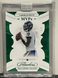 2020 Panini Flawless ENCASED GREEN LAMAR JACKSON Sapphire Gem 2019 MVP s # 2 /5
