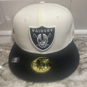New Era Las Vegas Raiders Men's Hat NFL Chrome TC Football Cap Ivory/Black 7 3/8 - Picture 1 of 5