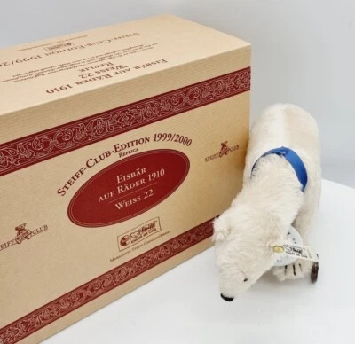 Steiff 420177 Eisbär auf Rädern 22 cm Club Edition 1999 mit Porzellanmarke - Bild 1 von 4