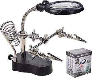 Mlogiroa Helping Hands Soldering Station 3.5X 12X Magnifying Glass LED Lighted - Picture 1 of 9