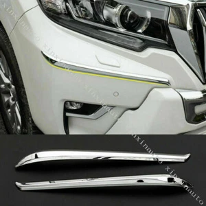 For Toyota Prado FJ150 2018-2021 Chrome Front Corner Bumper Molding Trim Strips - Picture 1 of 5
