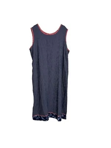 Vintage Stonebridge Womens Size 3X Tank Dress Blue Check Red Trim Long Sleeveles - Picture 1 of 6