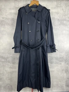 Vintage Burberrys Blue Nova Check Belted Double Breasted Trench Coat Size 10 - Picture 1 of 20