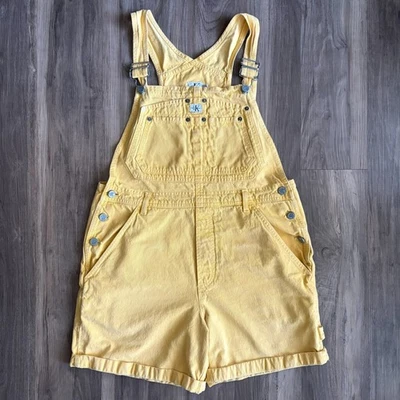 Vintage Calvin Klein Bib Overalls Shorts Women's Size M Yellow 1990s - Image 1 of 4