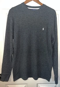Polo Ralph Lauren Men's L Grey Waffle-Knit Thermal Long Sleeve Sleepwear Shirt - Picture 1 of 5