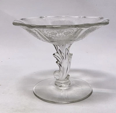 Vintage Fostoria Meadow Rose Baroque Etched Compote Dish Candy 4.5" Tall - Image 1 of 3