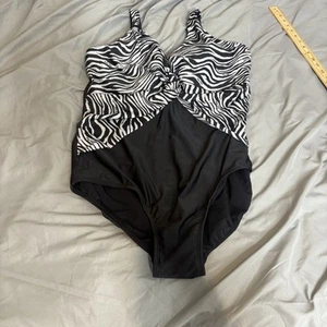 Costume da bagno intero Baby Phat donna taglie forti 3X nero bianco stampa animalier - Foto 1 di 8