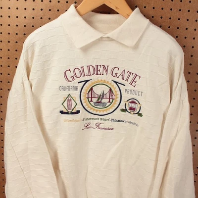 复古 90 年代 USA CRAZY SHIRTS 旧金山色调棋盘 polo 衫 大号 — 第 1/4 张图片