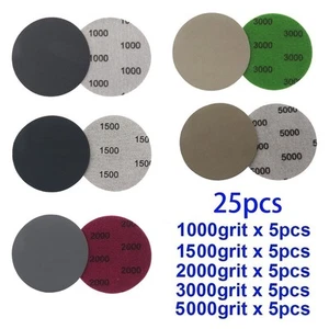 Premium 3 inch Hook&Loop WetDry Sanding Discs 25pcs Assorted Grit for Finishes - Picture 1 of 9