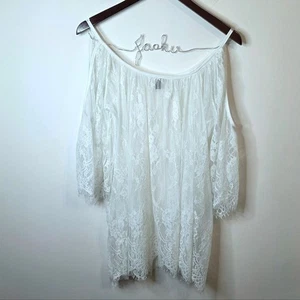 Zanzea White Lace Cold Shoulder Flowy Boho Top Size Large - Picture 1 of 9