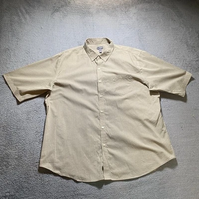 Van Heusen Shirt Men's XXL Beige Check Casual Button-Up Short Sleeve - Image 1 of 4