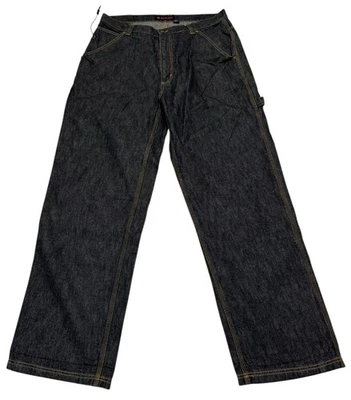 Pantalones de mezclilla vintage PJ Mark para hombre 38X34 carpintero industrial negros rectos holgados Y2K Foto 1 de 4