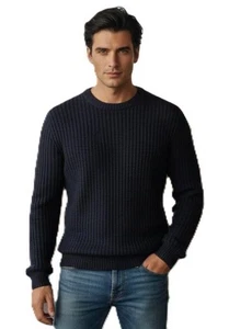 Jersey térmico hombre cuello redondo 100% cachemir grueso y cálido Made in Italy - Imagen 1 de 10