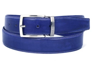 Cinturón de cuero para hombre PAUL PARKMAN pintado a mano azul cobalto (ID#B01-AZUL) - Imagen 1 de 2