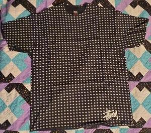 STUSSY Vintage Peace and Prosperity All Over Print Black T-Shirt Men’s Large - Picture 1 of 6
