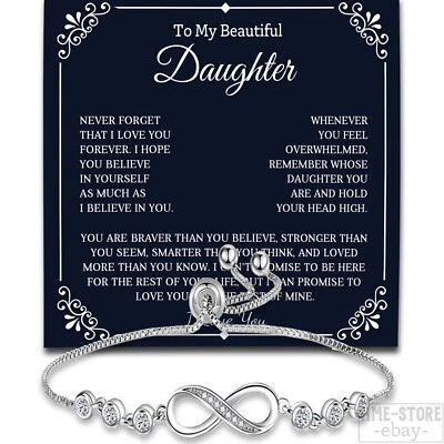 To My Beautiful Daughter Infinity 手镯 灵感 礼物 女孩 来自 妈妈 爸爸 — 第 1/4 张图片