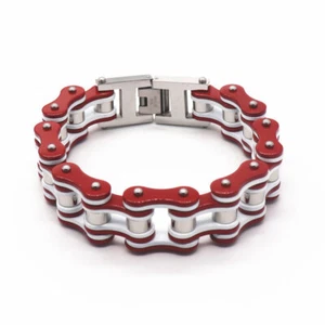 Bracciali Uomo Rosso,Biker Bicicletta Moto Catena Link Bracciali per Uomo Punk - Foto 1 di 25