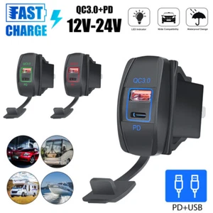 18W QC3.0 USB Car Charger 20W PD TypeC Port Car Charger Socket For RV Car Boat - Picture 1 of 15