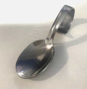 Vintage Baby Curved Spoon Bent Loop 3" Stainless - Picture 1 of 6