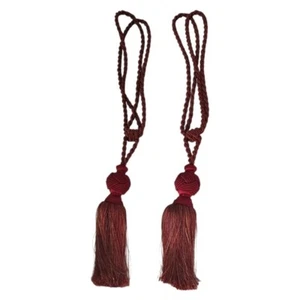 Vintage Set of 2 Burgundy Tassel Curtain Tie Backs Regal - Picture 1 of 2