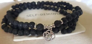 Selbstfindung Keltische Geschenkideen 108 Mala Black Lava Perlen Armband, Halskette - Bild 1 von 3