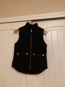 J.Crew Excursion Quilted Down Vest PXS Petite Xtra Small Black Zip Front Pockets - Picture 1 of 3