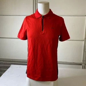 CALVIN KLEIN Colorblock Cotton Polo Shirt Men's Size M Barbados Cherry - Picture 1 of 6