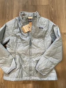 NWT Patagonia Girls Nano Puff Jacket Coat Light plume Grey Blue Size XXL 16-18 - Picture 1 of 4