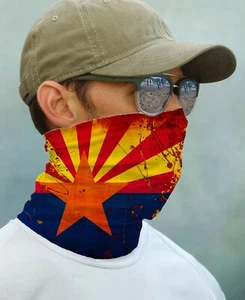 SONNENGAMASCHE Maske UPF 50+ UV Schutz Arizona Staatsflagge Angeln Sport Gesicht Hals - Bild 1 von 1