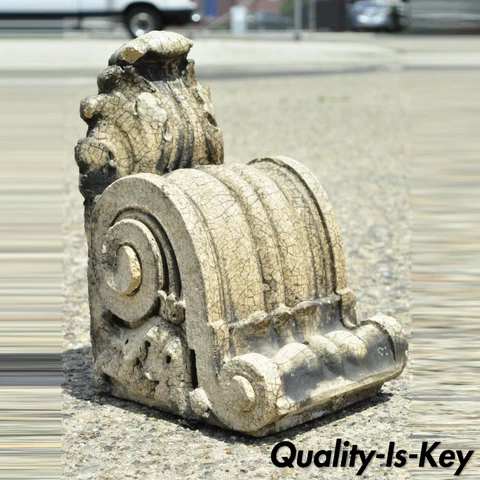 Antique Glazed Terracotta 16" Corbel Architectural Element Garden Decor Cover