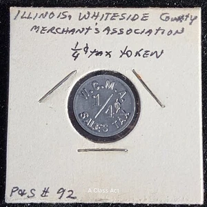 Token de impuesto sobre las ventas 1/4c Whiteside County IL Merchants Assoc. W.C.M.A. T8383 - Imagen 1 de 5