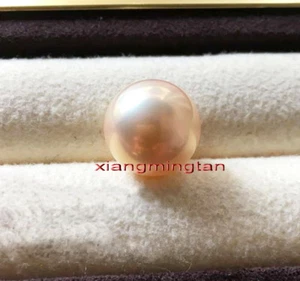 collectible 1ps Top round natural real gold pink 13-14MM LOOSE SOUTH SEA PEARL - Picture 1 of 6