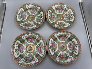 LOT of 4 Antique c 1900 Chinese Famille Rose Soup Plates 8 1/2" - Picture 1 of 9