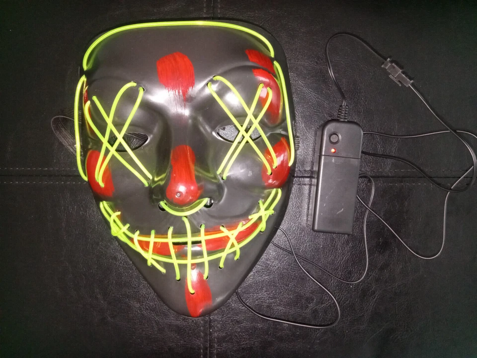 NEW COSPLAY HOLIDAY MASK VARIOUS COLORS BATTERY OPERATED BUY 1 GET 1 FREE MASK - Image 1 of 4