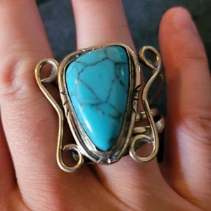 Vintage Ring Silber Türkis Indianer - Bild 1 von 8