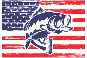 UFISH American Fishing Flag Magnet Waterproof Decal Car Truck USA Fish Vinyl 4x6 - Picture 1 of 4