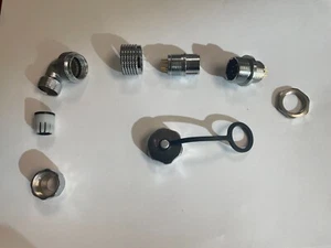 IP67 Circular Cable Connector 7 Pin Female 90 Degree Right Angle L-Shape  w/ Cap - Picture 1 of 8