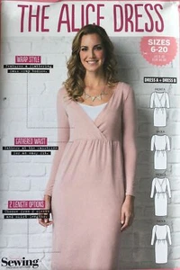 Simply Sewing Pattern - The Alice Dress, US sz 4-18, Jersey Wrap-style Pullover - Picture 1 of 5