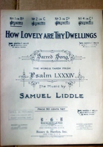 How Lovely are Thy Dwellings di Samuel Liddle Bb spartiti canzone sacra 1908 - Foto 1 di 4