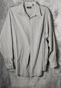 Roundtree & Yorke Mens Button Shirt Size  3XB  LongSleeve Tan / Blue  Stripe - Picture 1 of 7