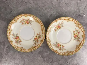VTG Noritake NANAROSA Cream Gold Pink Green Floral China Japan Saucer Plates Lot - Picture 1 of 4