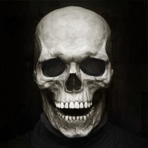Horror Party Halloween Skull Mask Full Head Helmet With Movable Jaw Prop Scary - Picture 1 of 13