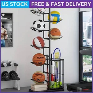 3Kg Basketball Storage Rack Sports Equipment Placement Can Hold 7 Balls Black - Picture 1 of 6