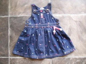 Baby Girl's Jack & Milly Navy & Pink Denim Pinafore Dress Size 0 EC - Picture 1 of 1