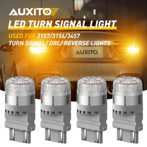 4pc 3156 3157 LED Amber Yellow DRL Replacement Light Turn Bulb Signal Brake Tail - Picture 1 of 11
