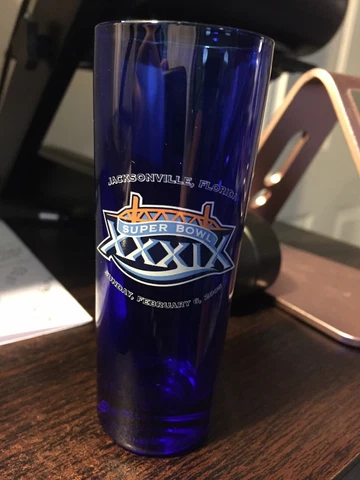 Super Bowl XXXlX Shot Glass NFL Jacksonville FL New England Patriots Champions Cover