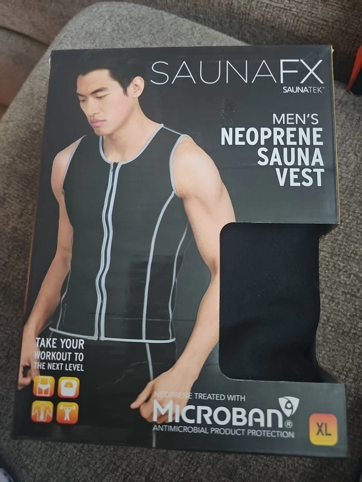 Saunafx Men's XL Sweat Neoprene Slimming Sauna Body Shaper Fitness Zip up Vest