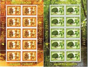Azerbaiyán 2011 * Europa * bosques * plantas * 2 hojas pequeñas * nuevo - Imagen 1 de 2