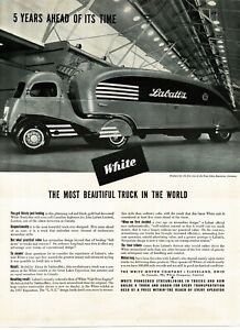 1937 White Motor Co. Streamlined Labatt's Beer Semi Truck Art Deco Vintage Ad